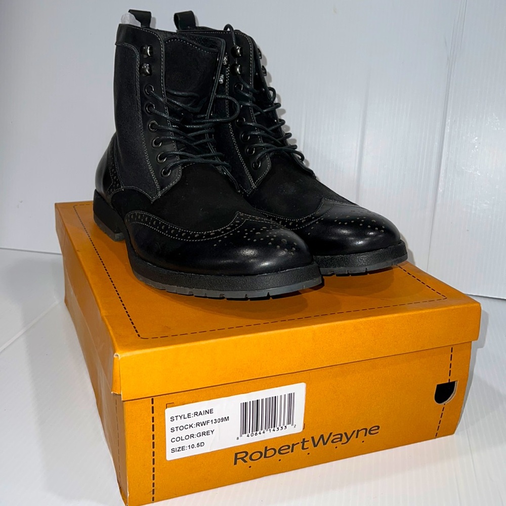 💫Host Pick💫 NIB $248 Robert Wayne Black Leather Boots Men’s 10.5D